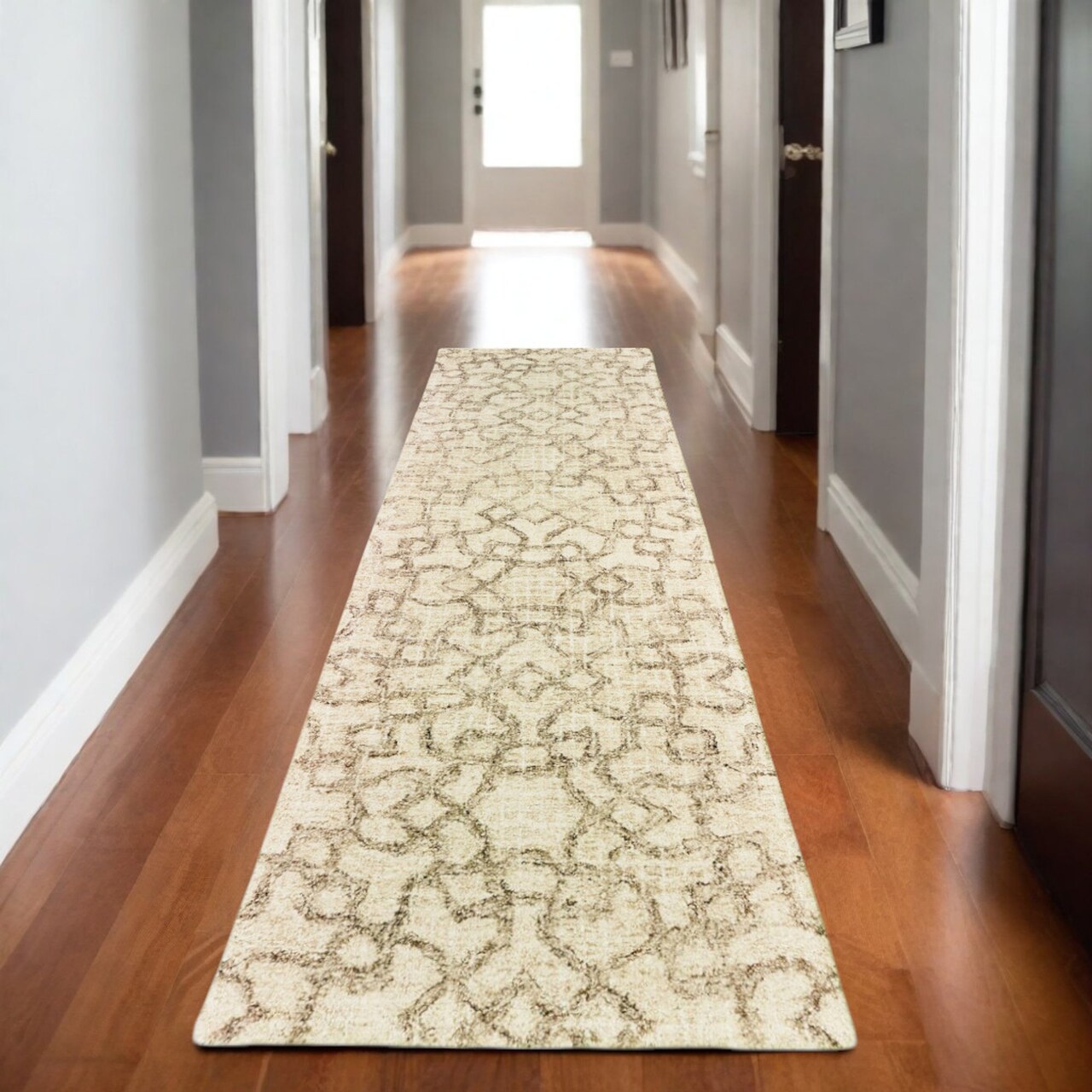 Edge Collections - 8' - Brown - Geometric Hand-Tufted Runner Rug for Inviting Spaces - 1 Piece